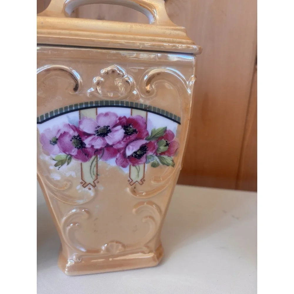 Vintage MEPOCO Germany Lusterware Canister Set Oatmeal Coffee Tea Sugar Salt